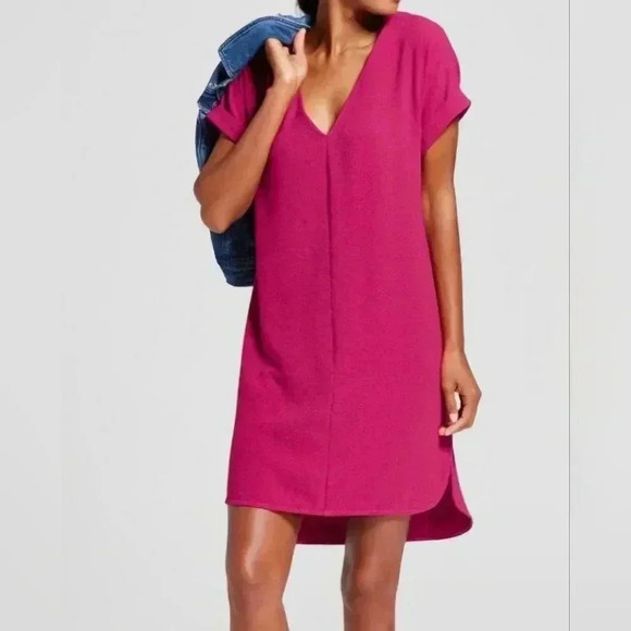 A New Day Hi-Low V-neck Short Cuff Sleeves Shift Dress Plus Size (XXL) - Picture 1 of 5